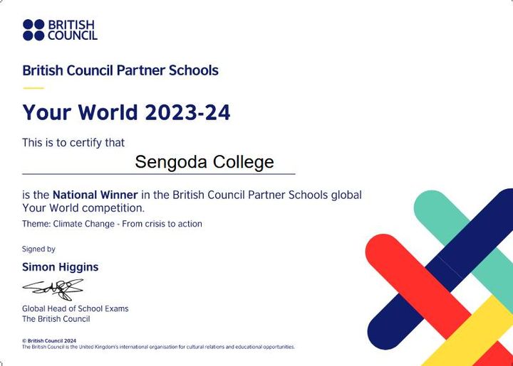 We are the National Winner in the British Council Zimbabwe’s Partner School’s Competition